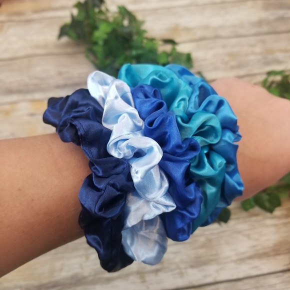 Brandy Melville Accessories - Brandy Melville Silk Satin Blue Scrunchie Hair Tie